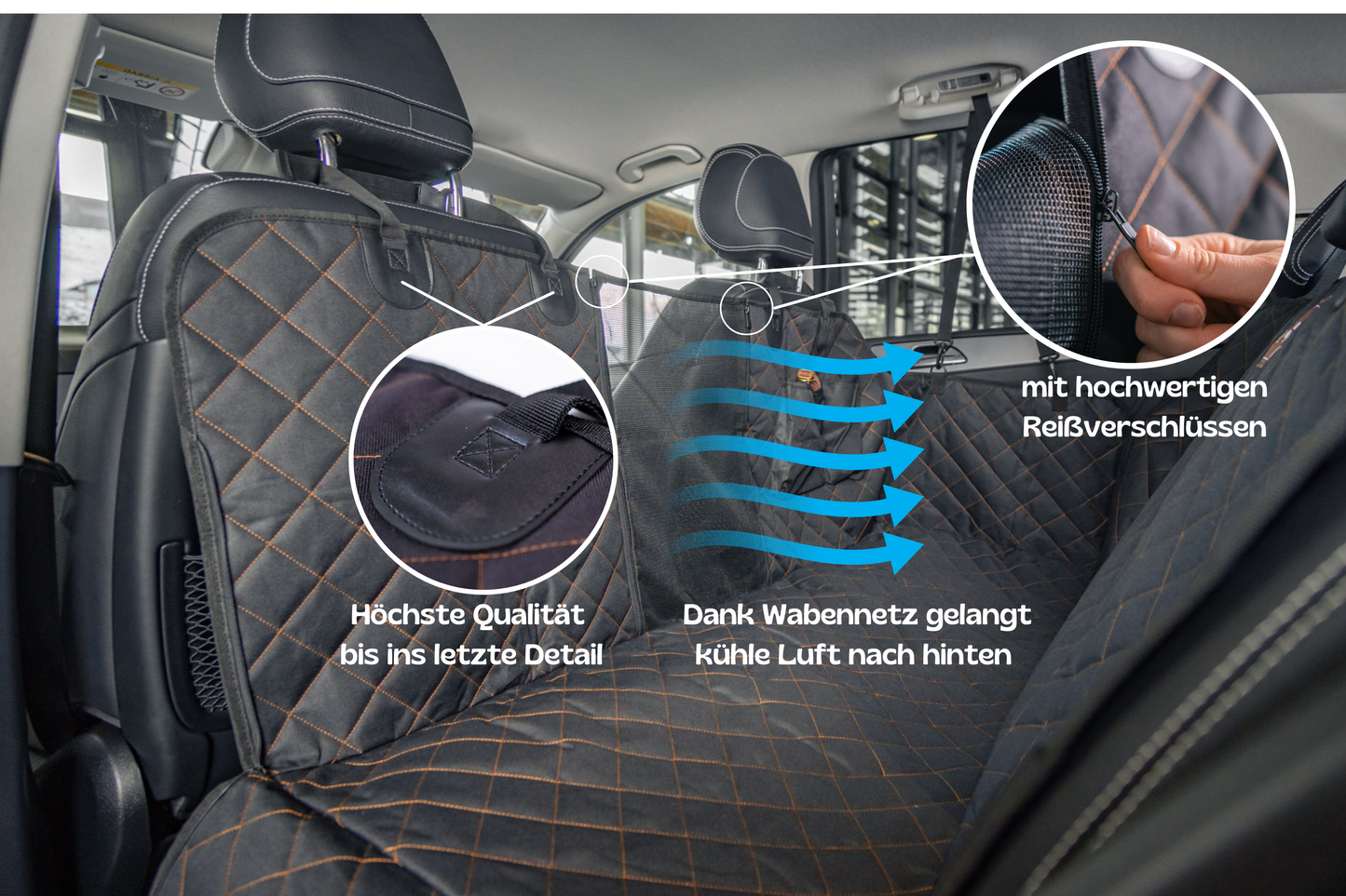 Auto Rücksitzschoner inkl. Kühldecke - Wasserabweisende und Kratzfeste Rücksitzabdeckung - Premium Qualität foryou®