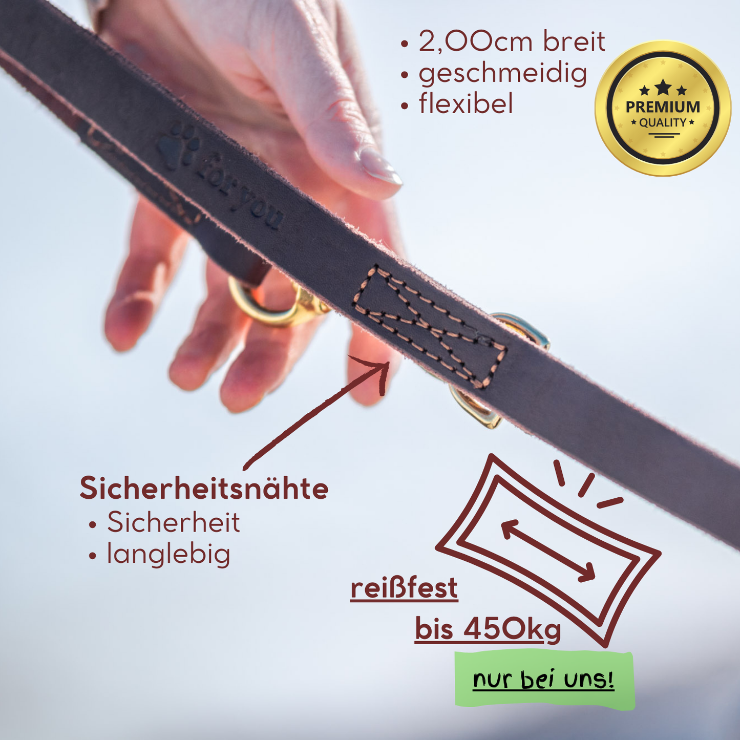 foryou® Jagd Führleine, die perfekte Leder Hundeleine für Jäger - Made in Germany