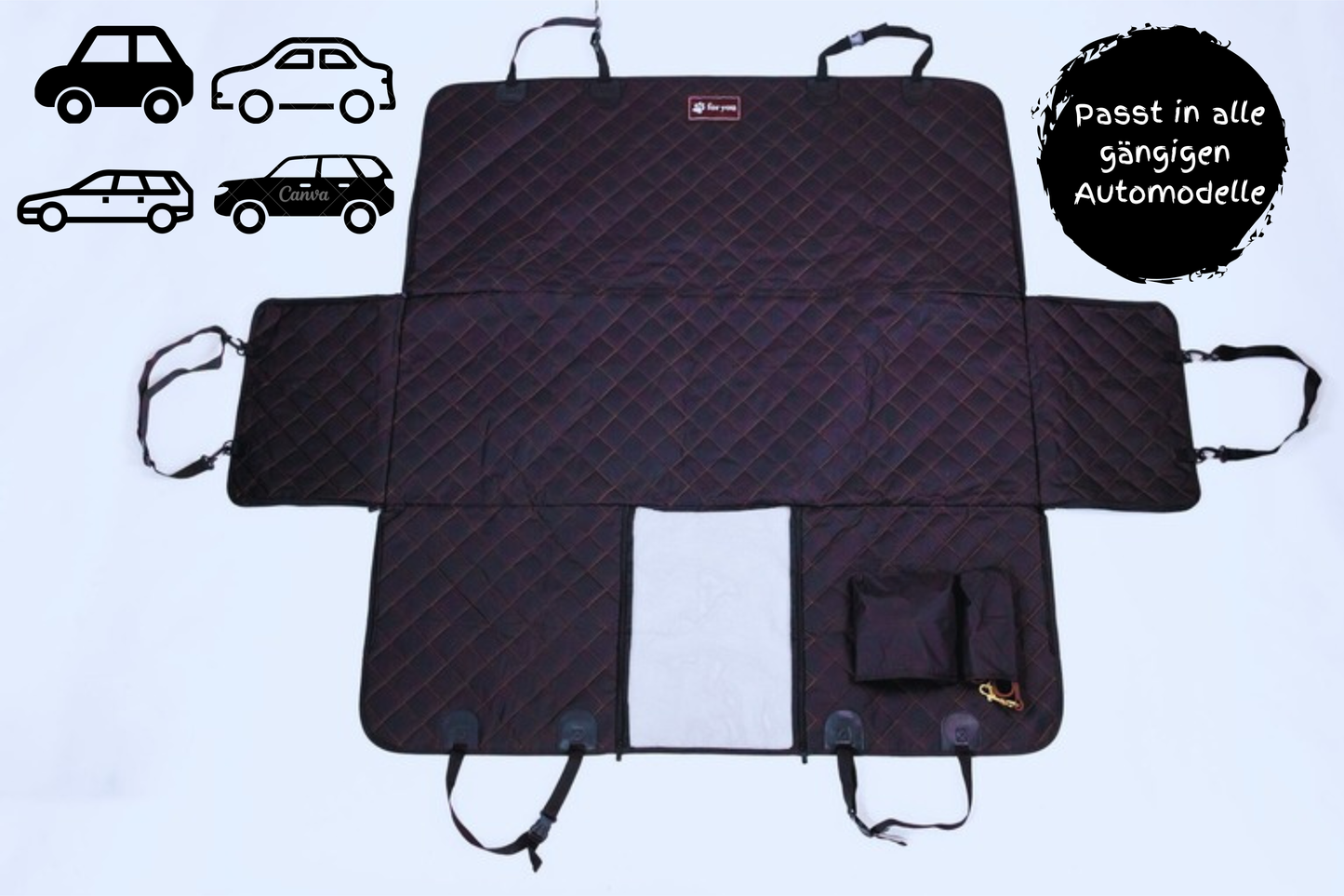 foryou® Auto Rücksitzschoner inkl. Kühldecke - Wasserabweisende und Kratzfeste Rücksitzabdeckung - Premium Qualität - universal
