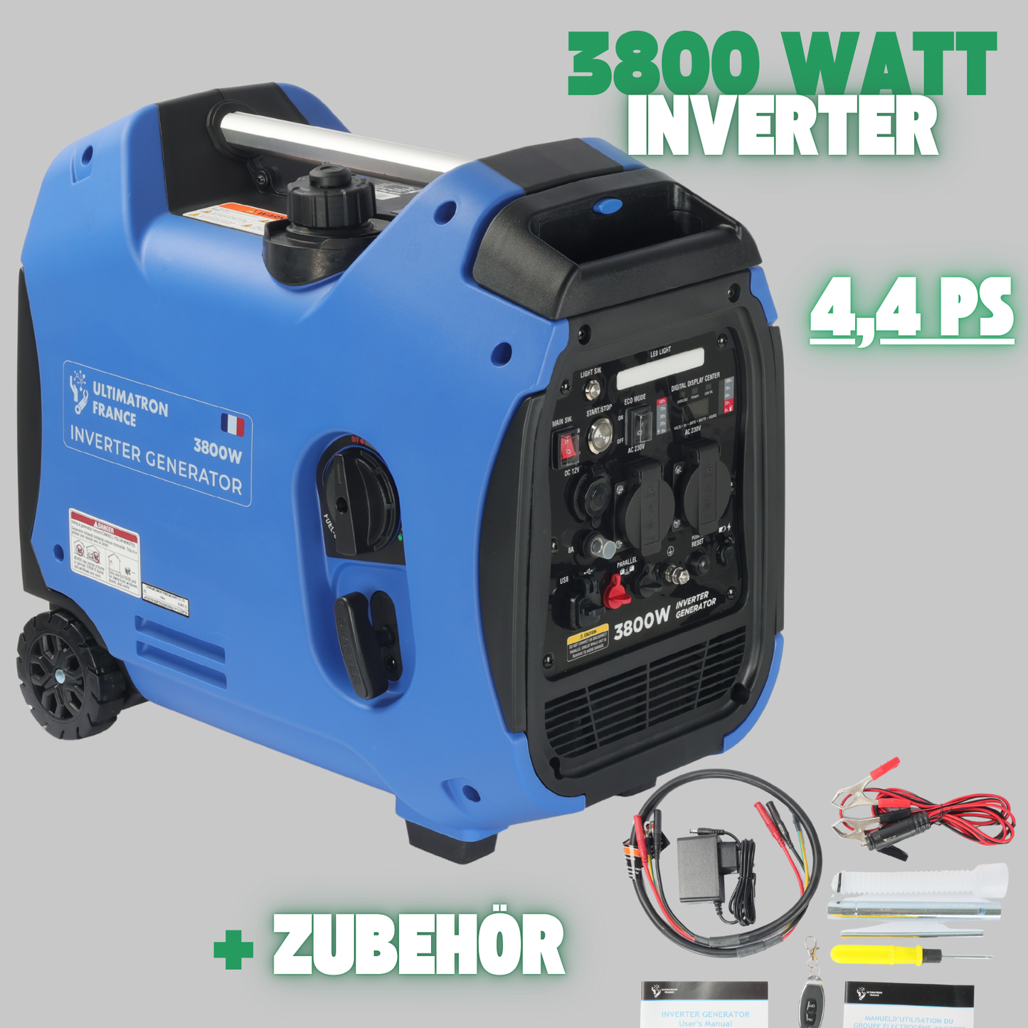 ULT-3800 Inverter Stromgenerator 3800W - 27kg - Benzin-Stromerzeuger - Notstromaggregat - mit Elektrostarter