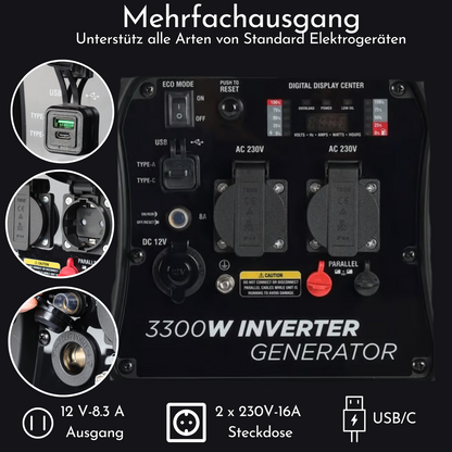 ULT-3300 Inverter Stromgenerator 3300W - 21kg - Benzin-Stromerzeuger - Notstromaggregat