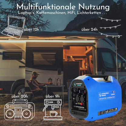 ULT-3300 Inverter Stromgenerator 3300W - 21kg - Benzin-Stromerzeuger - Notstromaggregat